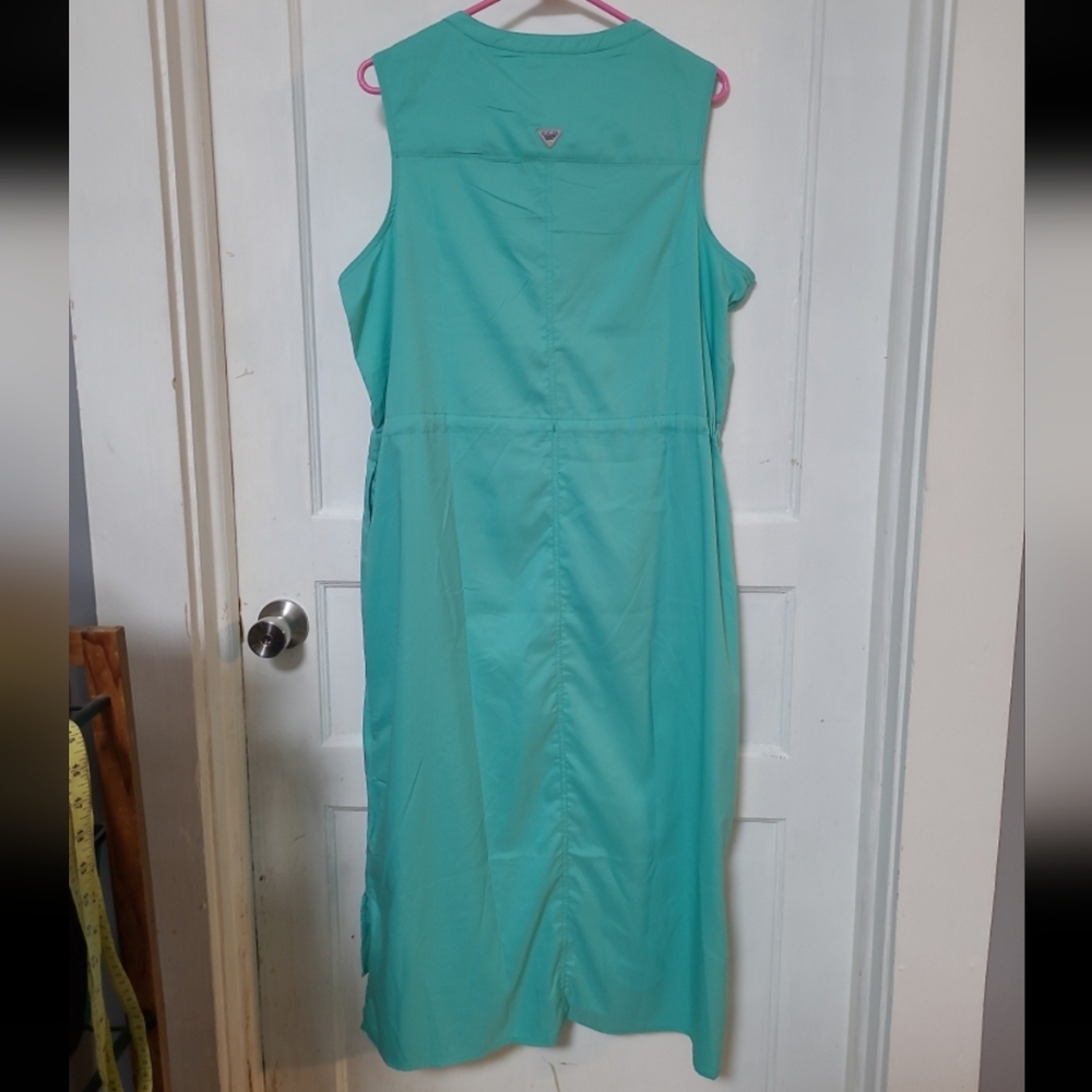New Columbia Omni Tamiami Sleeveless Button-Front Maxi Dress in Teal - Picture 5 of 5